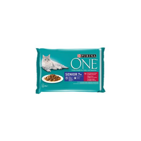 Purina One SENIOR Marhával és Sárgarépával alutasakos macskaeledel 4x85g 259