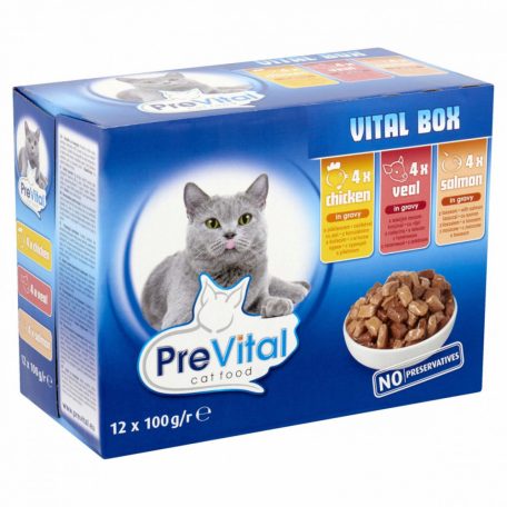 Prevital 12x100g Szósz Alutasak (csirke, marha, lazac)