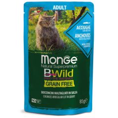   Monge Cat Bwild Gabonamentes 85g Alutasak Szardella + Zöldség