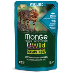   Monge Cat Bwild Gabonamentes 85g Alutasak STERIL Tonhal, Rák + Zöldség