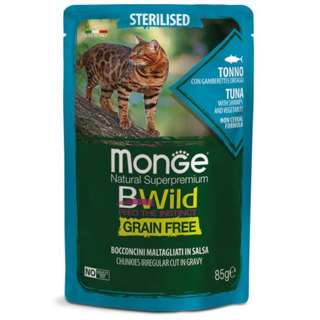 Monge Cat Bwild Gabonamentes 85g Alutasak STERIL Tonhal, Rák + Zöldség