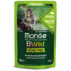   Monge Cat Bwild Gabonamentes 85g Alutasak STERIL Vaddisznó + Zöldség