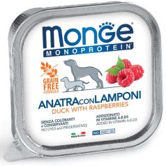   Monge Dog Monoprotein Fruits Paté 150g Alutálca Kacsa + Málna