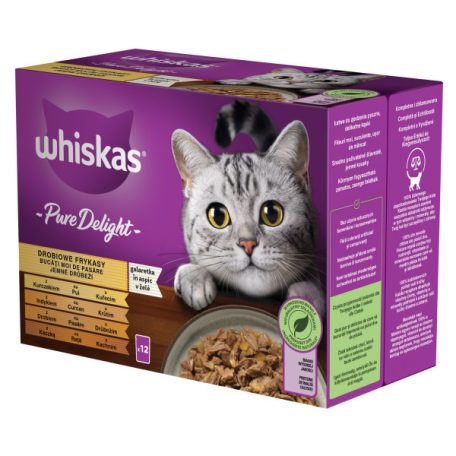 Whiskas Pure Delight Baromfi válogatás Aszpikban Alutasakos macskaeledel 12x85g