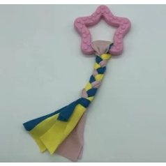   Gumi kutyajáték masni 7,5cm - textil fonattal - rózsaszín