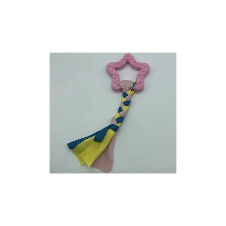 Gumi kutyajáték masni 7,5cm - textil fonattal - rózsaszín
