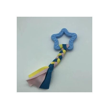 Gumi kutyajáték masni 7,5cm - textil fonattal - kék