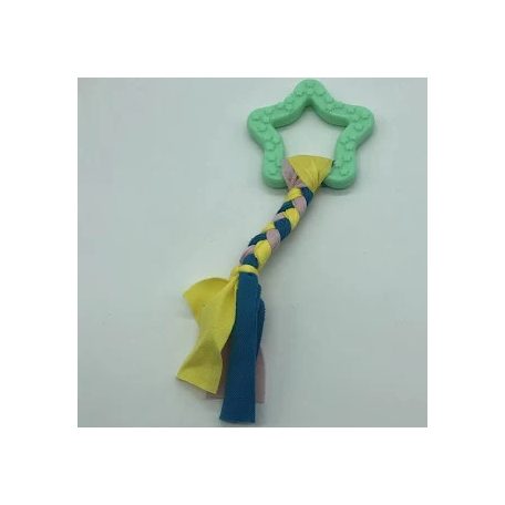 Gumi kutyajáték masni 7,5cm - textil fonattal - zöld