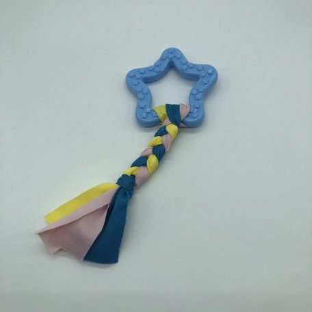 Gumi kutyajáték csillag 7,5cm - textil fonattal - kék