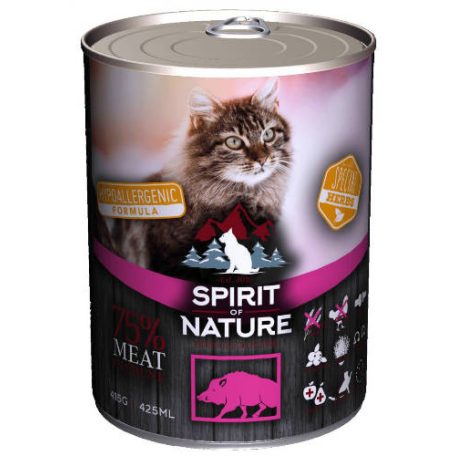 Spirit of Nature Hipoallergén Macska konzerv 415g Vaddisznó