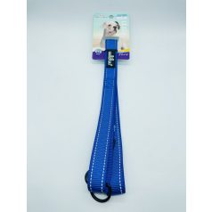   Póráz - textil, fém karabinerrel, fényvisszaverő csíkokkal - L - 2,5x120cm KÉK