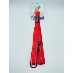   Póráz - textil, fém karabinerrel, fényvisszaverő csíkokkal - L - 2,5x120cm PIROS