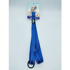   Póráz - textil, fém karabinerrel, fényvisszaverő csíkokkal - M - 2x120cm KÉK