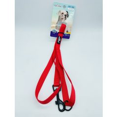 Póráz textil fém karabinerrel - S - 1,5cm x 120cm PIROS