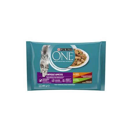 Purina One DIFFICULT APPETITE Csirkével és Pulykával alutasakos macskaeledel 4x85g