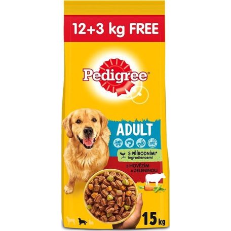 Pedigree 12+3 kg Adult Marhával Zöldséggel