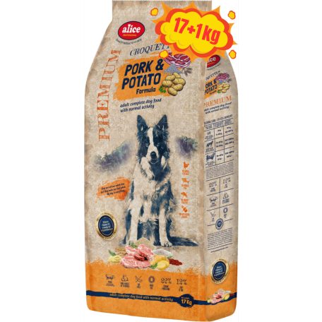 alicePROFESSIONAL 17+1kg Adult CROQUETTES Pork&Potato száraztáp