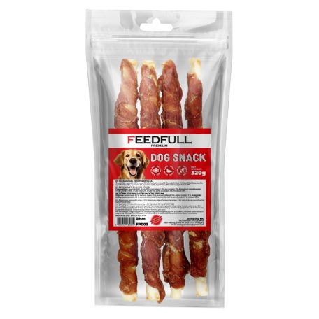 Feedfull Prémium Kacsahússal tekert bőrbálca 28cm kutya jutalomfalat 320g (FP003)