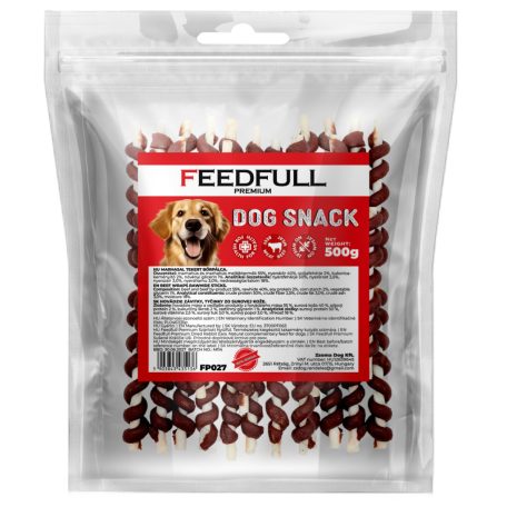 Feedfull Prémium Marhahússal
 tekert bőrpálca kutya jutalomfalat 500g (FP027)
