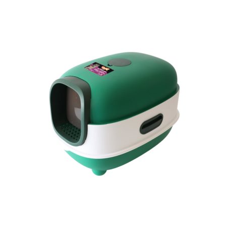UNIQ PETS KittyCabin Cosmo Zárt Macskaalomtálca lapáttal, zöld, 56x39x40 cm (ULB0003-C)