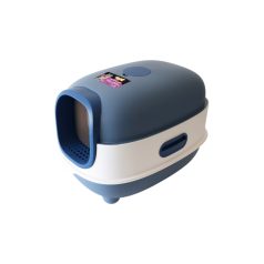   UNIQ PETS KittyCabin Cosmo Zárt Macskaalomtálca lapáttal, kék, 56x39x40 cm (ULB0003-B)