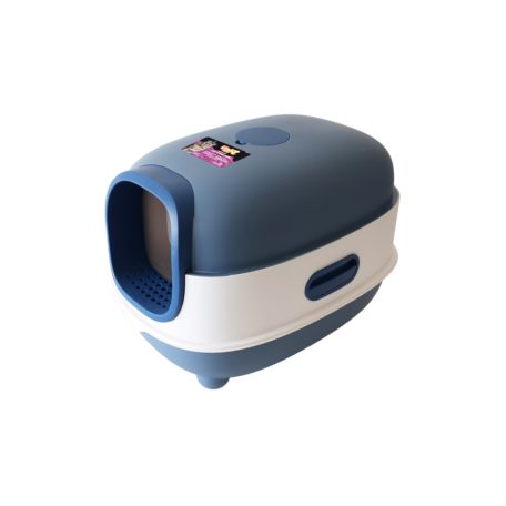 UNIQ PETS KittyCabin Cosmo Zárt Macskaalomtálca lapáttal, kék, 56x39x40 cm (ULB0003-B)