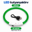 LED fényvezető szálas világító kutyanyakörv, méretre vágható –  M, Zöld, (50cm)