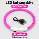 LED fényvezető szálas világító kutyanyakörv, méretre vágható –  M, Rózsaszín, (50cm)