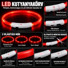   LED fényvezető szálas világító kutyanyakörv, méretre vágható –  L, Rózsaszín, (70cm)