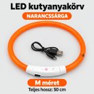 LED fényvezető szálas világító kutyanyakörv, méretre vágható –  M, Narancs, (50cm)