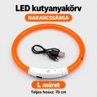 LED fényvezető szálas világító kutyanyakörv, méretre vágható –  L, Narancs, (70cm)