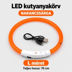   LED fényvezető szálas világító kutyanyakörv, méretre vágható –  L, Narancs, (70cm)