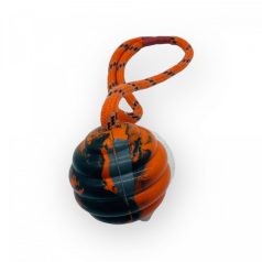Csavart gumilabda kötéllel - 40cm - narancs+fekete
