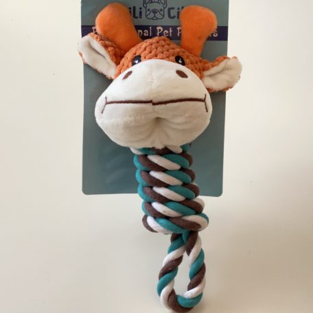 Kemény rágókötél plüss zsiráf 20cm - különböző színekben