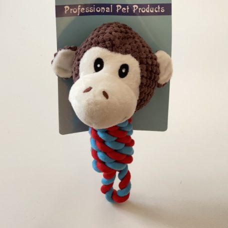 Kemény rágókötél plüss majom 20cm - különböző színekben