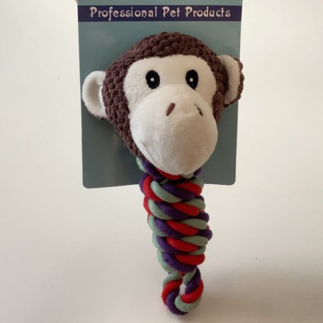 Kemény rágókötél plüss majom 20cm - különböző színekben