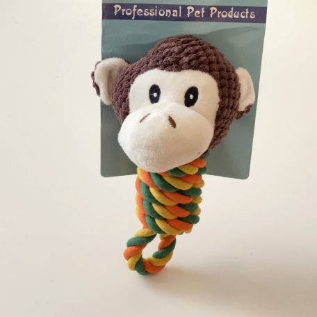 Kemény rágókötél plüss majom 20cm - különböző színekben