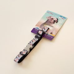   Nyakörv textil - szürke műanyag csont alakú csattal - S - 1,5cm x 30-37cm - világoskék, színes csontokkal