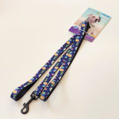   Póráz textil, Anyagában Bordázott, - fekete, fém karabinerrel - S - 1,5cm x 120cm - sötétkék