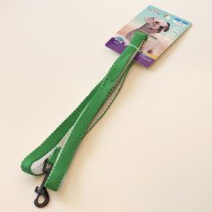   Póráz, textil, anyagában bordázott, fekete, fém csattal - S - 1,5cm x 120cm - ZÖLD