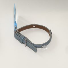   Műbőr nyakörv - kutyás szegecsekkel - 1,5cm x 27-38cm - szürke