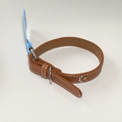   Műbőr nyakörv - tappancsos szegecsekkel - 2cm x 30-42cm - barna