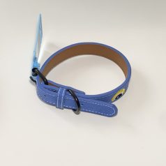 Műbőr nyakörv - hímzett szemekkel - 2cm x 30-42cm - kék