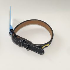   Műbőr nyakörv - hímzett szemekkel - 2cm x 30-42cm - fekete