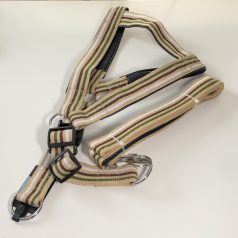   Kutyahám szett bézs-zöld csíkos kb. 75-95cm körméret + 4x120cm póráz 