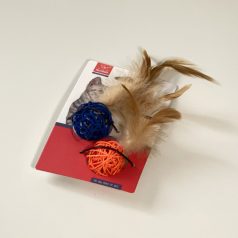 Rattan, tollas macskajáték, két golyó - Kék-Rózsaszín