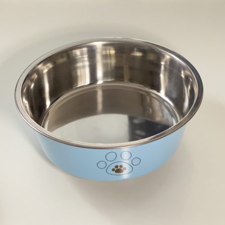 Etetőtál - kék fém, különböző mintával, tappancsos gumi talppal 22cm 1500ml