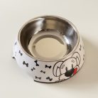 Masszív falú, fém betétes, műanyag tál - 22cm/300ml - kutyafejjel