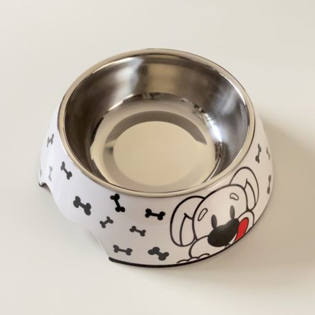 Masszív falú, fém betétes, műanyag tál - 22cm/300ml - kutyafejjel