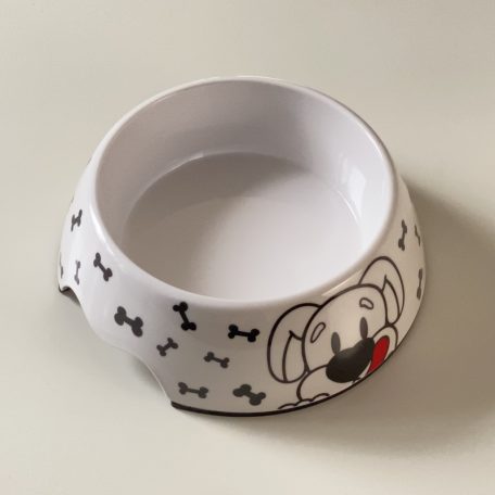 Masszív falú, fém betétes, műanyag tál - 22cm/300ml - kutyafejjel